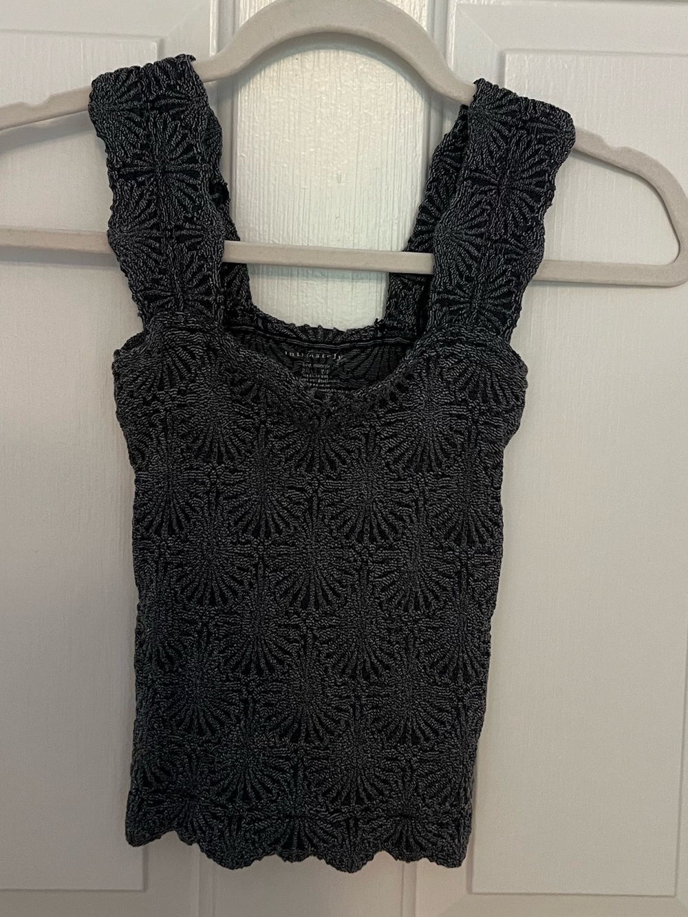 Free People Crochet Knit Tank Top in Charcoal Gray- XS